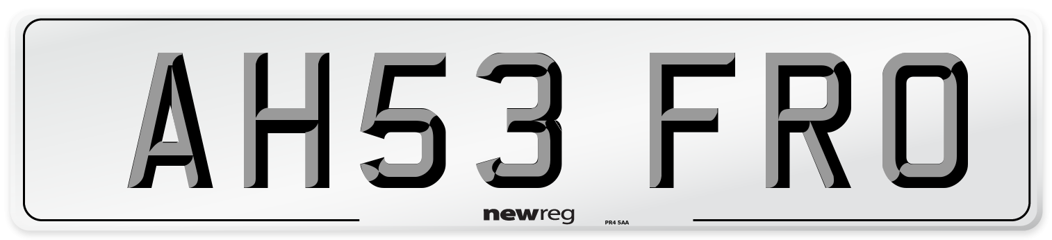 AH53 FRO Number Plate from New Reg
